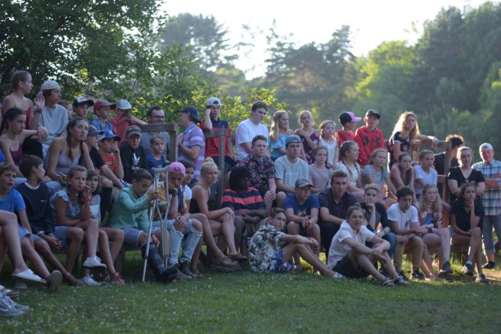 Group of campers at the session awards ceremony at Arrowhead Camp.